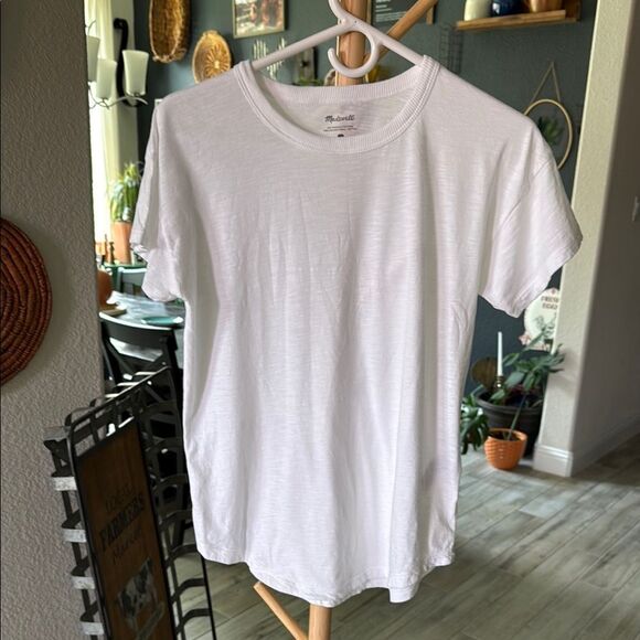 NWOT Madewell White Short Sleeve Tee Classic Cotton S Summer Basic - Picture 1 of 8
